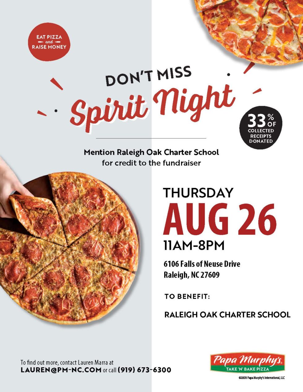 ROCS Spirit Night at Papa Murphy's Raleigh Oak Charter School